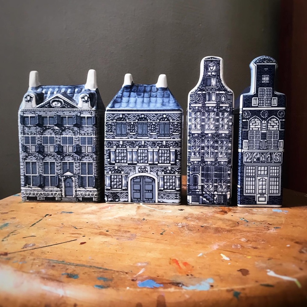 *SOLD. Set of Four Delft Amsterdam Canal Houses